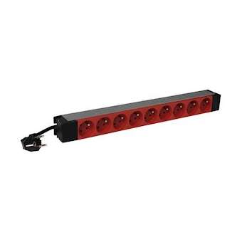 PDU 19pouces 1U LCS² - 9x2P+T rouges - cordon 3m avec fiche 2P+T 16A|Legrand-LEG646811