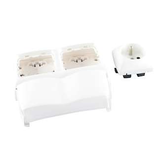 Prise 2P+T + emplacement vide saillie Keva-Pour moulure Keva hauteur 15mm-Blanc|Planet wattohm-PLW11952