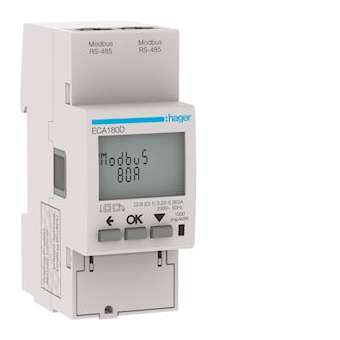 1 Phase kWhmeter direct 80A 2M AGARDIO MID|Hager-HAGECA180D
