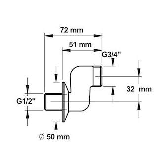 Raccord contre coude 32mm-m 1/2xm 3/4|Presto-PSR70212