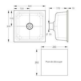 Cuve ceramique 300x 300mm avec grille de fond|Sanifirst-SAN76217