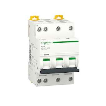 Acti9 iDT40T - disjoncteur modulaire - 3P+N - 20A - courbe C - 4500A/6kA|Schneider Electric-SCHA9P22720