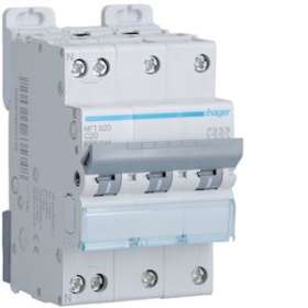 Disjoncteur 3P+N 6-10kA courbe C - 20A 3 modules|Hager-HAGNFT820