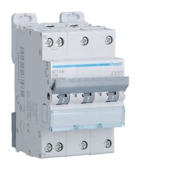 Disjoncteur 3P+N 6-10kA courbe C - 16A 3 modules|Hager-HAGNFT816