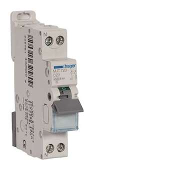 Disjoncteur 1P+N 4.5-6kA courbe C - 20A 1 module|Hager-HAGMJT720