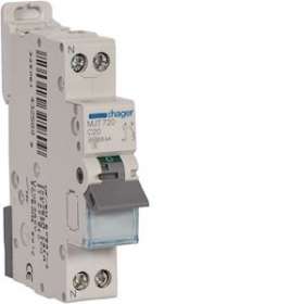 Disjoncteur 1P+N 4.5-6kA courbe C - 20A 1 module|Hager-HAGMJT720