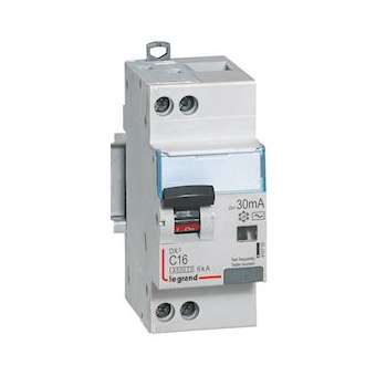 Disjoncteur diff DX³ 4500 - vis/vis -U+N 230V~ 16A - typeAC -30mA -courbe C - 2M|Legrand-LEG410705