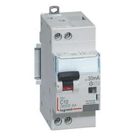 Disjoncteur diff DX³ 4500 - vis/vis -U+N 230V~ 10A - typeAC -30mA -courbe C - 2M|Legrand-LEG410704