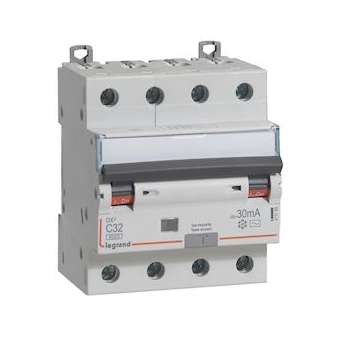Disj. diff monobloc DX³6000 10kA arrivée haut/départ bas vis 4P 32A typeAC 30mA|Legrand-LEG411189