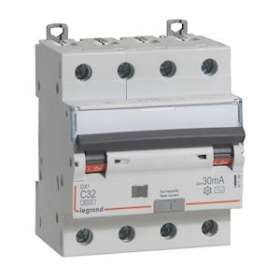 Disj. diff monobloc DX³6000 10kA arrivée haut/départ bas vis 4P 32A typeAC 30mA|Legrand-LEG411189