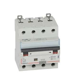 Disj. diff monobloc DX³6000 10kA arrivée haut/départ bas vis 4P 16A typeAC 30mA|Legrand-LEG411186