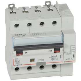 Disjoncteur diff DX³ 6000 -vis/auto-4P-400V~-32A-typeAC-30mA-10kA-courbe C - 5M|Legrand-LEG411200