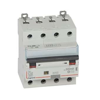 Disj diff monobloc DX³6000 10kA arrivée haut/départ bas vis 4P 32A typeAC 300mA|Legrand-LEG411208