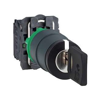 Harmony XB5 - bouton à clé 455 - D22 - 3 pos fix - retr C - 2F - vis étrier|Schneider Electric-SCHXB5AG33