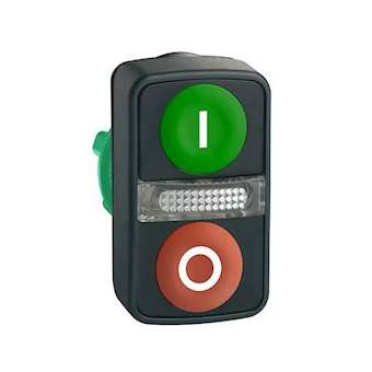 Harmony tête bouton-poussoir double touche D22 vert + rouge E S IP66, IP69K|Schneider Electric-SCHZB5AW7A3741