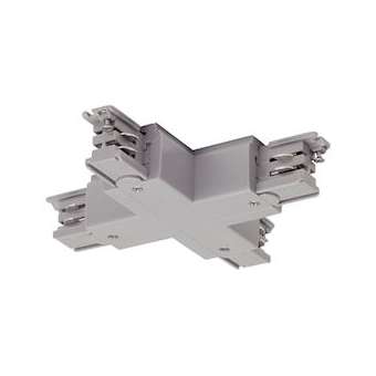 S-TRACK, connecteur en X, pour rail 3 allumages, intérieur, gris argent|SLV-DC5175154