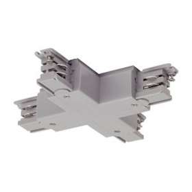 S-TRACK, connecteur en X, pour rail 3 allumages, intérieur, gris argent|SLV-DC5175154