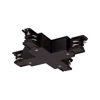 S-TRACK, connecteur en X, pour rail 3 allumages, intérieur, noir|SLV-DC5175150