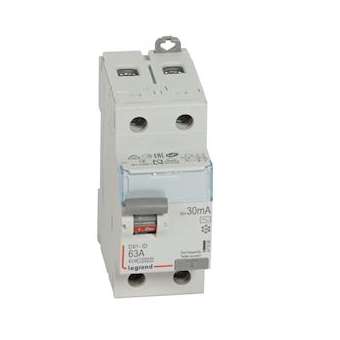 Interrupteur différentiel DX³-ID haut/bas vis - 2P 230V~ 63A typeAC 30mA - 2 mod|Legrand-LEG411506