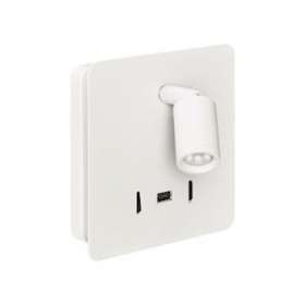 LIZEO - Liseuse LED 3000K 40000H, avec éclairage d'ambiance et prise USB, blanc|Aric-ARI50868