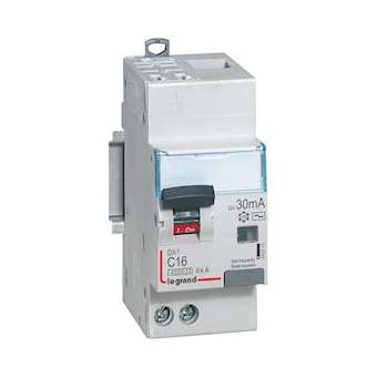 Disjoncteur diff DX³ 4500 -auto/vis -U+N 230V~ 16A - typeAC - 30mA -courbe C -2M|Legrand-LEG410713