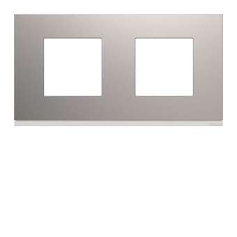 Plaque gallery plastique peint 2 postes horizontale 71mm titane|Hager-HAGWXP0112