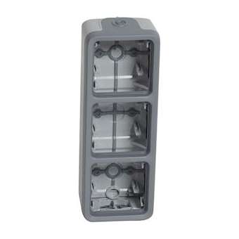 Boîtier étanche à embouts 3 postes verticaux Plexo composable IP55 - gris|Legrand-LEG069679