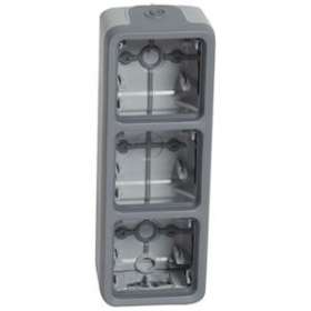 Boîtier étanche à embouts 3 postes verticaux Plexo composable IP55 - gris|Legrand-LEG069679