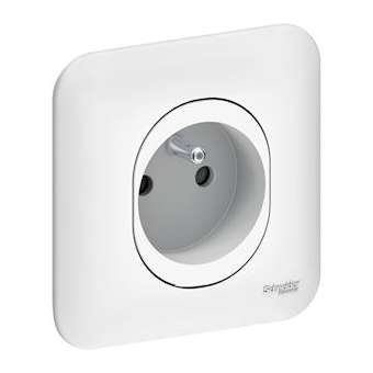 Ovalis - prise de courant - 2P+T - 16A - avec éclipse - avec griffes avec plaque|Schneider Electric-SCHS265059