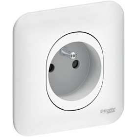 Ovalis - prise de courant - 2P+T - 16A - avec éclipse - avec griffes avec plaque|Schneider Electric-SCHS265059