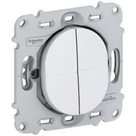 Ovalis - double va et vient - 10AX - à vis- sans plaque de finition Blanc|Schneider Electric-SCHS261214