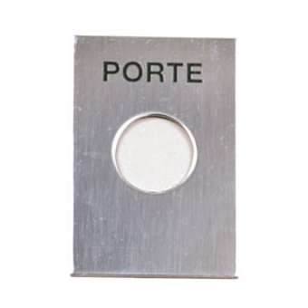 Façade inox gravée 'PORTE' pour bouton poussoir D 19 mm - Dim. 60 x 40 x 1,5 mm|Tonna-TOQ640007