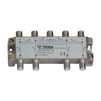 Répartiteur 8 voies symétriques 'F' - 18,5 dB - 5/2400 MHz|Tonna-TOQ365080