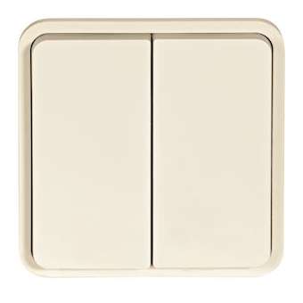 cubyko Double poussoir 1O/1F associable blanc IP55|Hager-HAGWNA044B