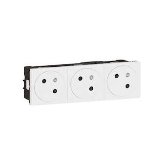 Triple prise de courant 2P+T Surface Mosaic Link racc latéral 6 mod - blanc|Legrand-LEG077143L