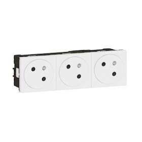 Triple prise de courant 2P+T Surface Mosaic Link racc latéral 6 mod - blanc|Legrand-LEG077143L