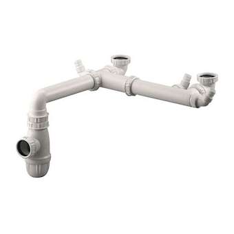 Tubulure gain espace évier 2 cuves décalées, entraxe 160/360 mm, siphon réglable|Valentin-VA276210000100
