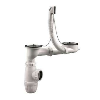 Equipement évier 2 cuves D50 mm, bouchon, cuvette D70 mm, serrage 0/10 mm, NF|Valentin-VA278450000000