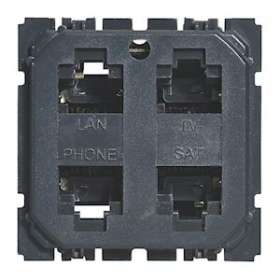 Prise quadruple RJ45 STP multimédia Céliane réseau Optimum auto|Legrand-LEG067394