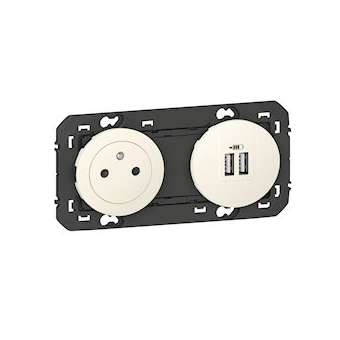 Prise 2P+T Surface + chargeur 2 USB Type-A dooxie 3A précâblés finition blanc|Legrand-LEG600342