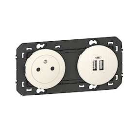 Prise 2P+T Surface + chargeur 2 USB Type-A dooxie 3A précâblés finition blanc|Legrand-LEG600342