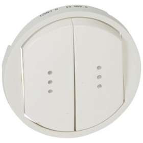 Enjoliveur large Céliane double inter, va-et-vient ou poussoir avec voyant-blanc|Legrand-LEG068004