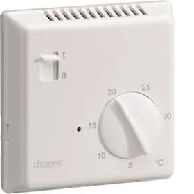 Thermostat ambiance électronique saillie chauf élec avec entrée fil pilote 230V|Hager-HAG25513