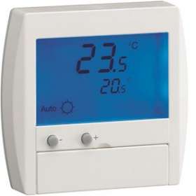Thermostat ambiance digital semi-encastré chauf élec avec entrée fil pilote 230V|Hager-HAG25120