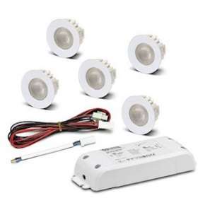 Kit 5 spots Tiny 4500K 140lm avec câble et driver|Vossloh schwabe-SSH568434