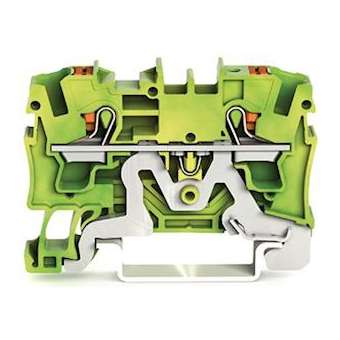 Borne de protection pour 2 conducteu avec poussoir 4mm², vert-jaune|Wago contact-WAG2204-1207