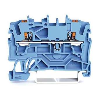 Borne de passage pour 2 conducteurs avec poussoir 2,5mm², bleu|Wago contact-WAG2202-1204