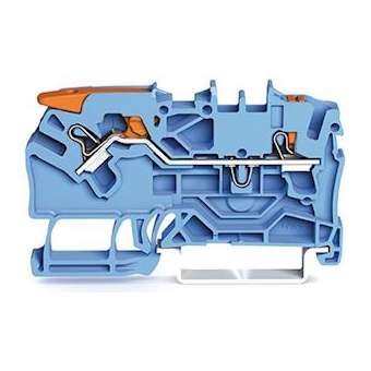 Borne de passage pour 2 conducteurs avec levier et poussoir 2,5mm², bleu|Wago contact-WAG2102-5204