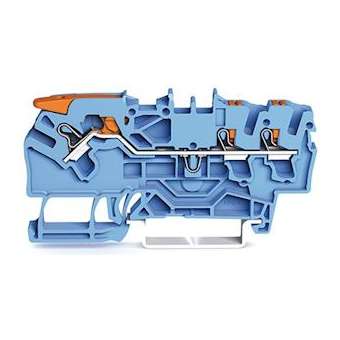 Borne de passage pour 3 conducteurs avec levier et poussoir 2,5mm², bleu|Wago contact-WAG2102-5304