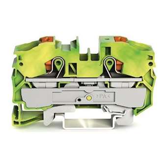 Borne de protection pour 2 conducteu avec poussoir 16mm², vert-jaune|Wago contact-WAG2216-1207